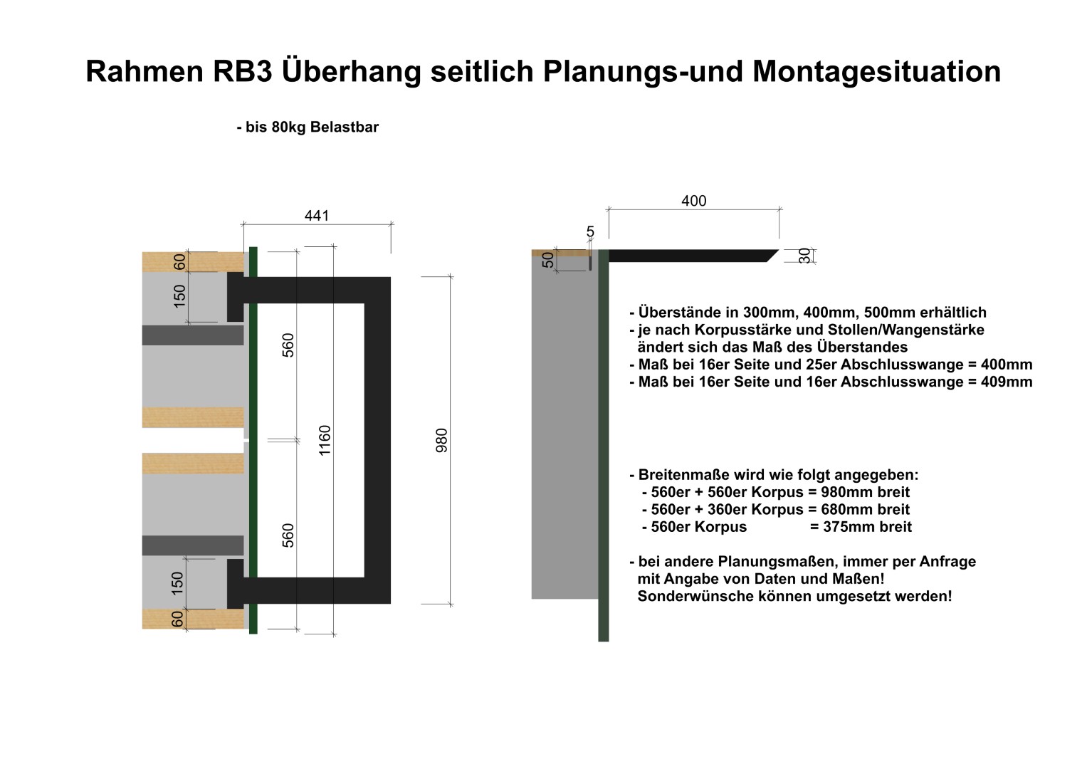 Rahmen RB3 für Überhang seitlich – Bild 7